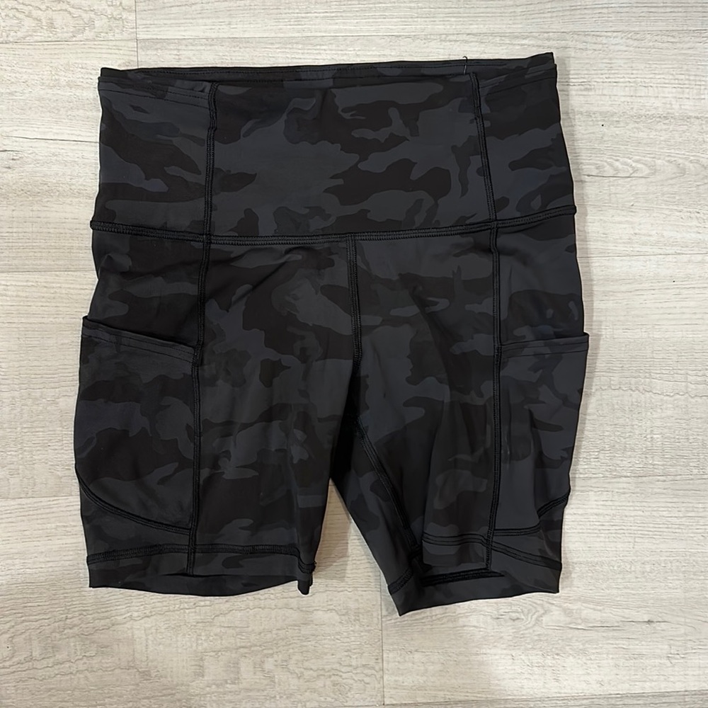 lululemon athletica Black & Charcoal Camo High-Rise Athletic Shorts